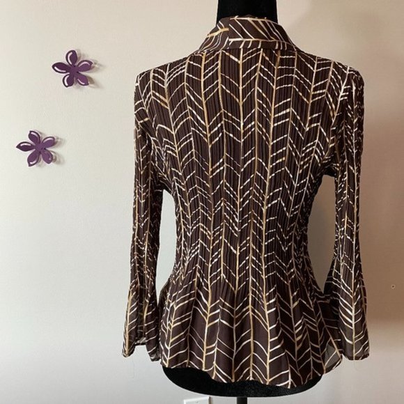 Brown Sheer Flare Blouse - Picture 4 of 7